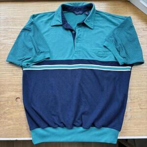 Men's Blue and Green Polo-shirt